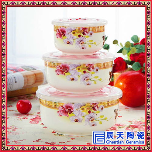 雅致餐桌上的健康守护 景德镇彩绘陶瓷保鲜碗套装解析